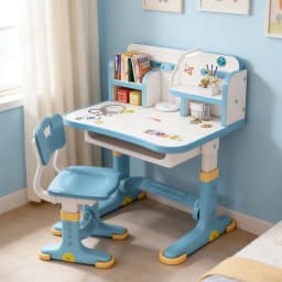 Widened Multi Separation Cartoon Pattern Desk Chair Set Kids Adjustable Height Study Table with Drawer Chair Set Study desk set