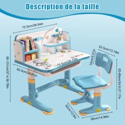 Widened Multi Separation Cartoon Pattern Desk Chair Set Kids Adjustable Height Study Table with Drawer Chair Set Study desk set