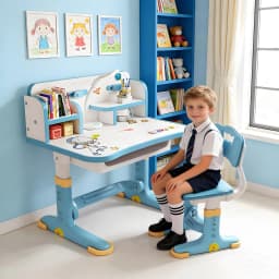 Widened Multi Separation Cartoon Pattern Desk Chair Set Kids Adjustable Height Study Table with Drawer Chair Set Study desk set