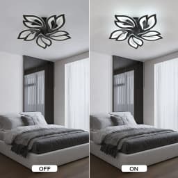 Ceiling light, black dimmable LED ceiling light, 45 watts, 4200 lumens, creative petal shape, with remote control, 60cm