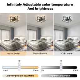 Ceiling light, black dimmable LED ceiling light, 45 watts, 4200 lumens, creative petal shape, with remote control, 60cm