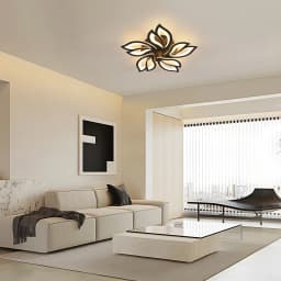Ceiling light, black dimmable LED ceiling light, 45 watts, 4200 lumens, creative petal shape, with remote control, 60cm