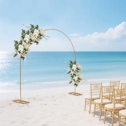 NEWEST 7.5ft Gold Metal Wedding Arch,Balloon Arch Backdrop Arch Stand for Wedding,Yard, Indoor Outdoor Party Decoration