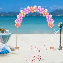 NEWEST 7.5ft Gold Metal Wedding Arch,Balloon Arch Backdrop Arch Stand for Wedding,Yard, Indoor Outdoor Party Decoration