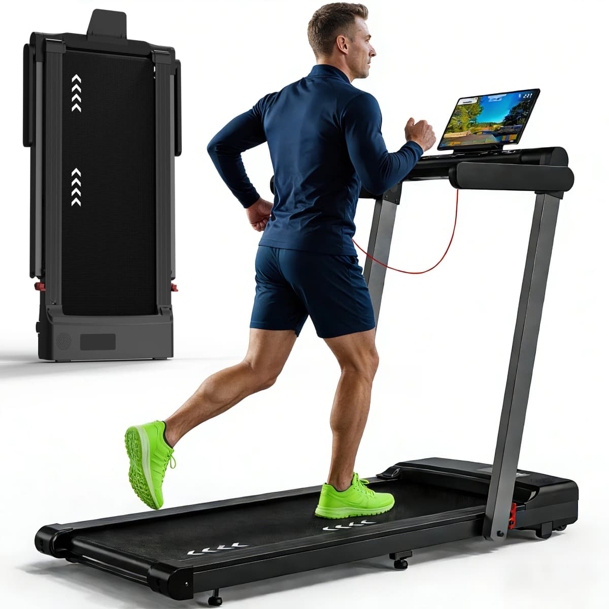 Professional Home Office Walking Pad 2.5HP Quiet Motor Space-Saving Foldable Treadmill with Bluetooth