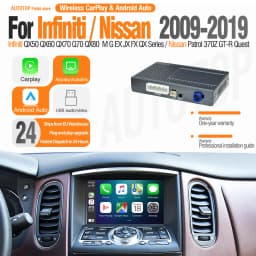 AUTOTOP Wireless CarPlay Android Auto Interface for Infiniti QX50 QX60 QX70 QX80 FX37 FX50 JX35 M25 M37 Mirror Link AirPlay GPS