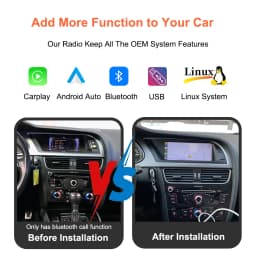 Bonroad 8.8 Inch Linux Carplay Android Car Touch Screen For Audi A5 2009-2016 Multim Radio Airplay Mirror Link Bluetooth WiFi Unit