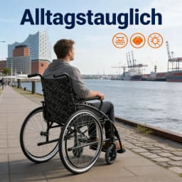 Transport Wheelchair, Portable and Folding, with Adjustable Folding Armrests