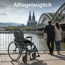 Transport Wheelchair, Portable and Folding, with Adjustable Folding Armrests
