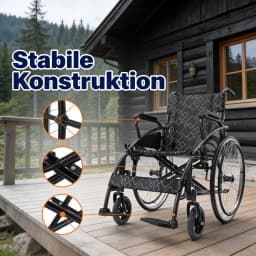 Transport Wheelchair, Portable and Folding, with Adjustable Folding Armrests