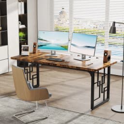 Tribesigns 160 cm Executive Desk, Large Office Desk, Industrial Wooden Computer Desk with Black Metal Legs, Study Writing Table