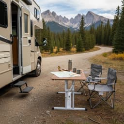 Aluminum Alloy Adjustable Foldable RV Table Stand, Height 30-70 CM, Suitable for Campervan, RV, and Yacht