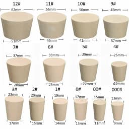 000#-20# Laboratory Rubber Plug Bungs Flask Tapered Tube Solid White Alkali-resisting Lab Push-In Sealing Plug