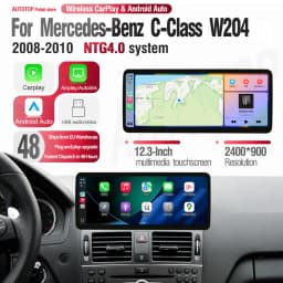 AUTOTOP 12.3 Linux Multimedia Screen Wireless CarPlay For Mercedes Benz C-Class W204 S204 2008-2010 Android Auto Airplay BT GPS