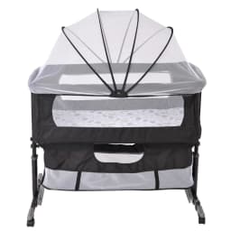 Baby Crib, Co-sleeping with Mattress, Adjustable Height and Incline, 4 Wheels with Lock, Attaches to Parents' Bed, Ventilated