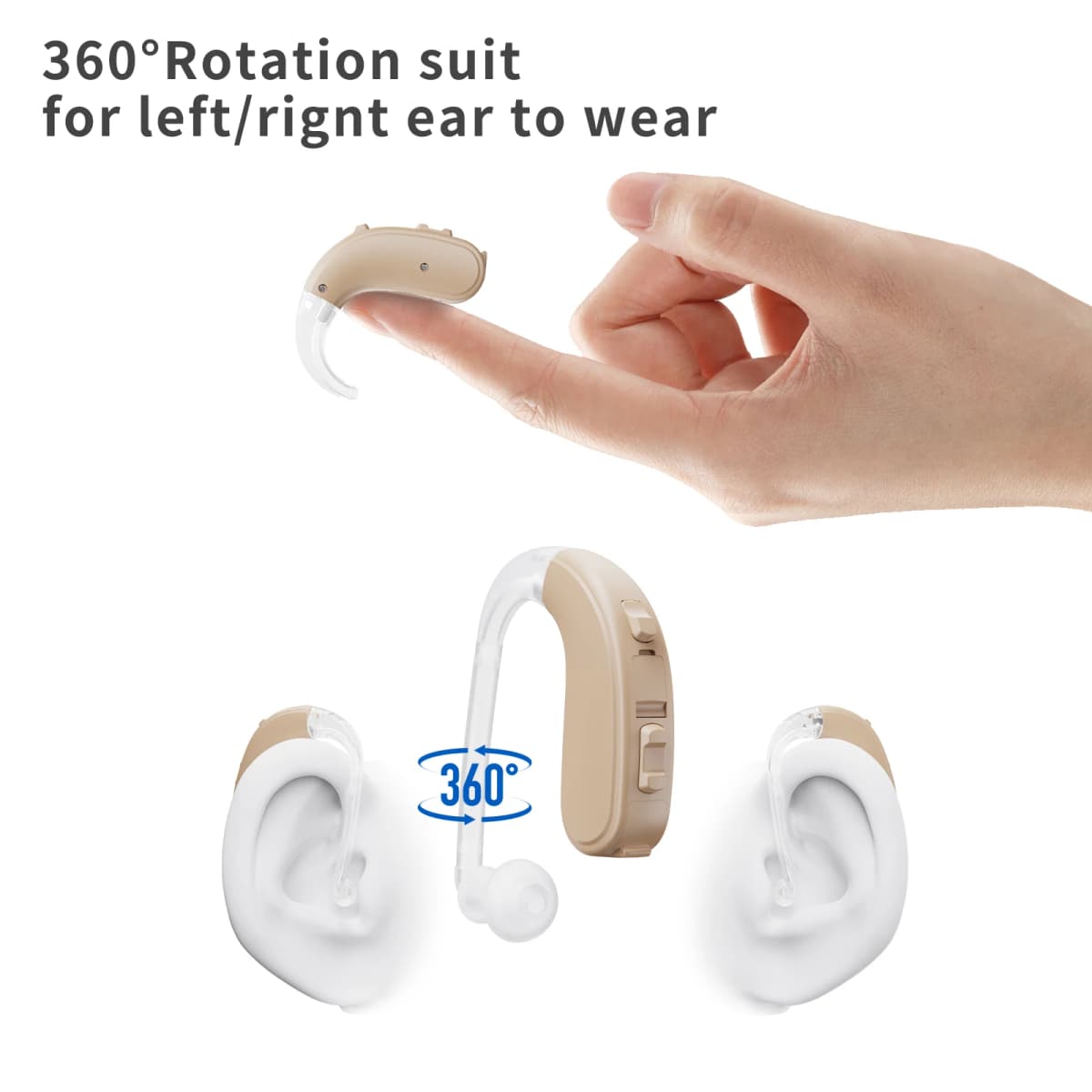 JINGHAO Hearing Aid For Severe Loss Digital 65/132 dB BTE Rechargable Battery
