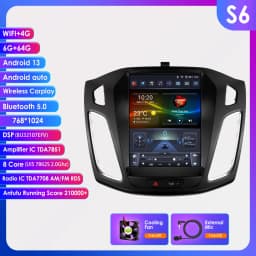 Hizpo For Tesla Style Car Radio For Ford Focus 3 Mk 3 2011  - 2019 Android Auto Multimedia Player 4G Wireless Carplay 8 Core RDS