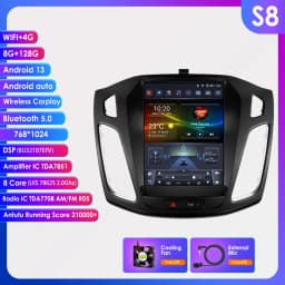Hizpo For Tesla Style Car Radio For Ford Focus 3 Mk 3 2011  - 2019 Android Auto Multimedia Player 4G Wireless Carplay 8 Core RDS