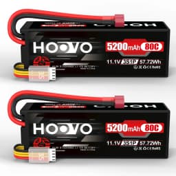 HOOVO 5200 mAh Lipo Battery 3S 11.1 V 80C Hard Case RC Lipo Battery with T Plug RC Battery for RC Car Heli Plane Boat 2Pcs