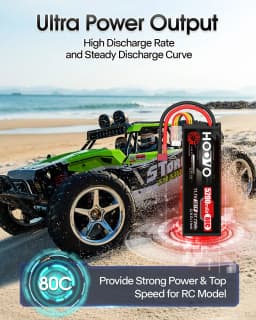HOOVO 5200 mAh Lipo Battery 3S 11.1 V 80C Hard Case RC Lipo Battery with T Plug RC Battery for RC Car Heli Plane Boat 2Pcs