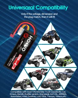HOOVO 5200 mAh Lipo Battery 3S 11.1 V 80C Hard Case RC Lipo Battery with T Plug RC Battery for RC Car Heli Plane Boat 2Pcs