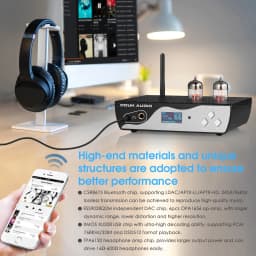 Nobsound DAC-T2 HiFi Valve Tube Preamp USB DAC Optical/Coaxial Converter Bluetooth 5.0 Receiver ES9038 Headphone Amp 24Bit/96K
