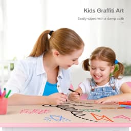 Kids Table and 4 Chairs Set, Height Adjustable Toddler Table and Chair Set, Graffiti Desktop, Non-Slip Legs, Children Multi-Acti