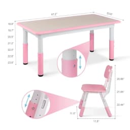 Kids Table and 4 Chairs Set, Height Adjustable Toddler Table and Chair Set, Graffiti Desktop, Non-Slip Legs, Children Multi-Acti