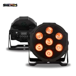 SHEHDS 1pcs RGBWA+UV LED 7x18W 6in1 Par Light DMX512 DJ Disco Concert Stage Performances Club Party