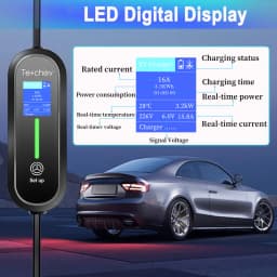 Teschev Portable EV Charger Type2 IEC 62196 Electric Car Charger 3.5KW 16A 1Phase EVSE Fast Charging Wallbox EV Charging Station