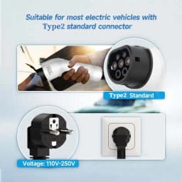 Teschev Portable EV Charger Type2 IEC 62196 Electric Car Charger 3.5KW 16A 1Phase EVSE Fast Charging Wallbox EV Charging Station