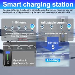 Teschev Portable EV Charger Type2 IEC 62196 Electric Car Charger 3.5KW 16A 1Phase EVSE Fast Charging Wallbox EV Charging Station