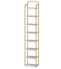 Vertical Shoe Rack, Shoe Shelves, Wood Shoe Organizer for Closet, Entryway, Shoe Tower for Small Spaces, Free Standing