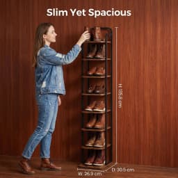 Vertical Shoe Rack, Shoe Shelves, Wood Shoe Organizer for Closet, Entryway, Shoe Tower for Small Spaces, Free Standing