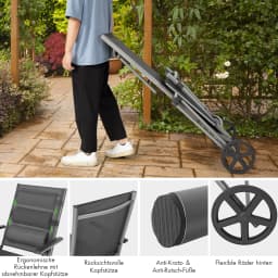 7-compartment Adjustable Backrest and Removable Pillow Aluminum Roller garden Sunbed