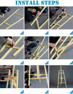 Studio Easel Wooden1.75m A-Frame Folding Pine Wood Artist Art Craft Adjustable Display Exhibition for Wedding Painting Art Easel
