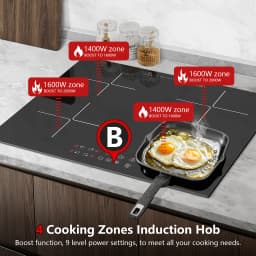 KICHPOWER 60 cm 4 Plates Touch Operation 1-99 min Timer Induction Hob