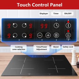 KICHPOWER 60 cm 4 Plates Touch Operation 1-99 min Timer Induction Hob
