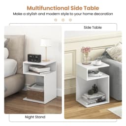 S-Shaped Side Table Space-saving Sofa Table w/ Unique S-shaped Frame White
