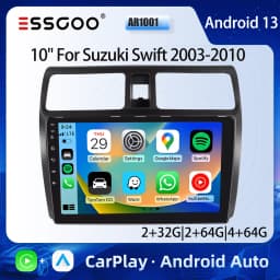 ESSGOO 10" 2DIN Android 13 Carplay Car Stereo Radio For Suzuki Swift 2003-2010 GPS Navigation FM WiFi BT RDS Multimedia Player 