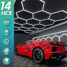 14 Grids Local Warehouse DutyFree Honeycomb Garage Light Hexagon Lamp 44cm Tube Ceiling Lighting for Workshop Barber Gym