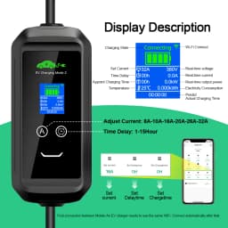 Chiefleed EV Charger 32A 22KW Type2 Cable 3Phase EVSE Wallbox Tuya APP Fast Charging Station For Electric Vehicle 5M