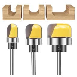 3pcs Multi-size Shank Round Nose Bits With Bearing Router Bits Carbide Cutters Woodworking Milling Cutter For Wood Bit Face