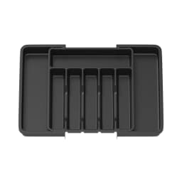 Cutlery Tray Utensil Drawer Organiser, Expandable Storage Tray for Kitchen,with 6 to 8 Compartments Large Capacity,Black
