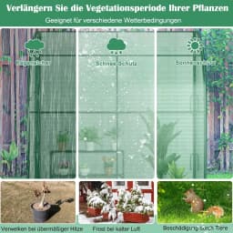 Foil Greenhouse with Flower Shelf,Tomato Greenhouse with PE Grid Film,Greenhouse with 2 Roll-up Doors,198.5 x 98 x 215 cm,Green