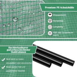 Foil Greenhouse with Flower Shelf,Tomato Greenhouse with PE Grid Film,Greenhouse with 2 Roll-up Doors,198.5 x 98 x 215 cm,Green