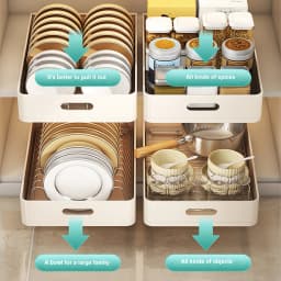 Carbon Steel Kitchen Cabinet Drawer Pull-Out Kitchen Drawer Storage Shelves, Dish Rack Under Sink Shelf For Cabinet Cupboard