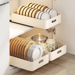 Carbon Steel Kitchen Cabinet Drawer Pull-Out Kitchen Drawer Storage Shelves, Dish Rack Under Sink Shelf For Cabinet Cupboard