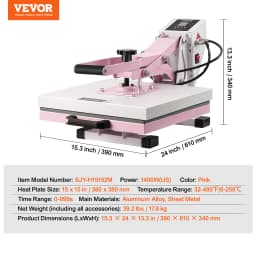 SucceBuy Heat Press 15 x 15 in Heat Press Machine Slide Out Heat Transfer Machine Fast Even Heating 2-Layer Insulation Cotton