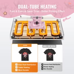 SucceBuy Heat Press 15 x 15 in Heat Press Machine Slide Out Heat Transfer Machine Fast Even Heating 2-Layer Insulation Cotton